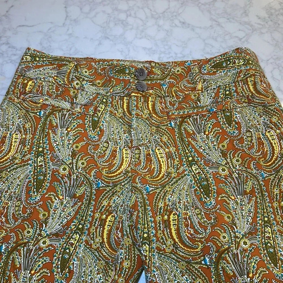 Cartonnier by Anthropologie Persimmon Paisley Cropped Pants Size 2 - Picture 4 of 10